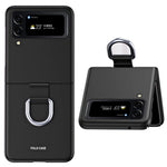 For Samsung Galaxy Z Flip4 5G Ribbon Metal Ring Holder Ultra-slim Anti-fingerprint Hard PC Cell Phone Case Cover