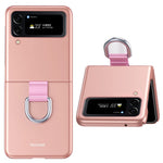 For Samsung Galaxy Z Flip4 5G Ribbon Metal Ring Holder Ultra-slim Anti-fingerprint Hard PC Cell Phone Case Cover
