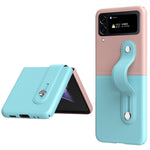 Samsung Galaxy Z Flip4 5G PU-läderbelagt PC-mobilskal Handledsband Stativdesign Kontrastfärgat fodral