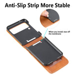 For Samsung Galaxy Z Flip4 5G Portable Wallet Phone Case PU Leather Coated Hard PC Cover Folding Phone Shell