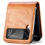 For Samsung Galaxy Z Flip4 5G Portable Wallet Phone Case PU Leather Coated Hard PC Cover Folding Phone Shell