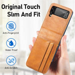 For Samsung Galaxy Z Flip4 5G Portable Wallet Phone Case PU Leather Coated Hard PC Cover Folding Phone Shell