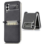 For Samsung Galaxy Z Flip4 5G Card Slot Design Ultra Thin Lychee Texture PU Leather Coating PC Protective Cover