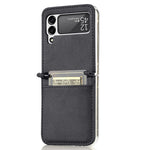 For Samsung Galaxy Z Flip4 5G Card Slot Design Ultra Thin Lychee Texture PU Leather Coating PC Protective Cover