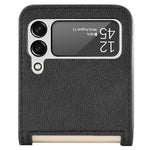 For Samsung Galaxy Z Flip4 5G Card Slot Design Ultra Thin Lychee Texture PU Leather Coating PC Protective Cover