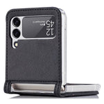 For Samsung Galaxy Z Flip4 5G Card Slot Design Ultra Thin Lychee Texture PU Leather Coating PC Protective Cover