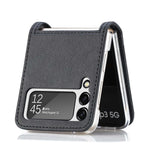 For Samsung Galaxy Z Flip4 5G Card Slot Design Ultra Thin Lychee Texture PU Leather Coating PC Protective Cover