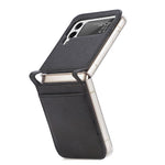 For Samsung Galaxy Z Flip4 5G Card Slot Design Ultra Thin Lychee Texture PU Leather Coating PC Protective Cover