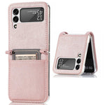 For Samsung Galaxy Z Flip4 5G Card Slot Design Ultra Thin Lychee Texture PU Leather Coating PC Protective Cover
