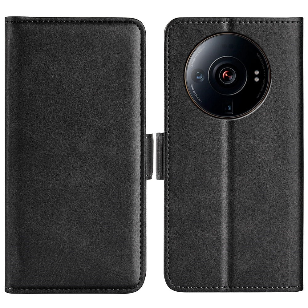 Texturerat PU-läderfodral för Xiaomi 12S Ultra 5G, dubbelt magnetiskt spänne med fullt skydd för mobilens plånbok