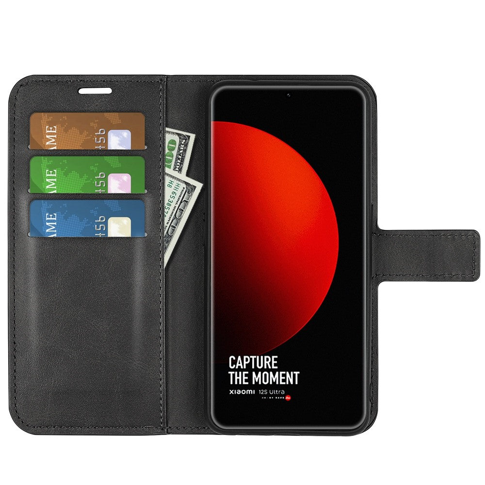 Textured PU Leather Case for Xiaomi 12S Ultra 5G, Square Magnetic Clasp Full Protection Wallet Stand Phone Cover