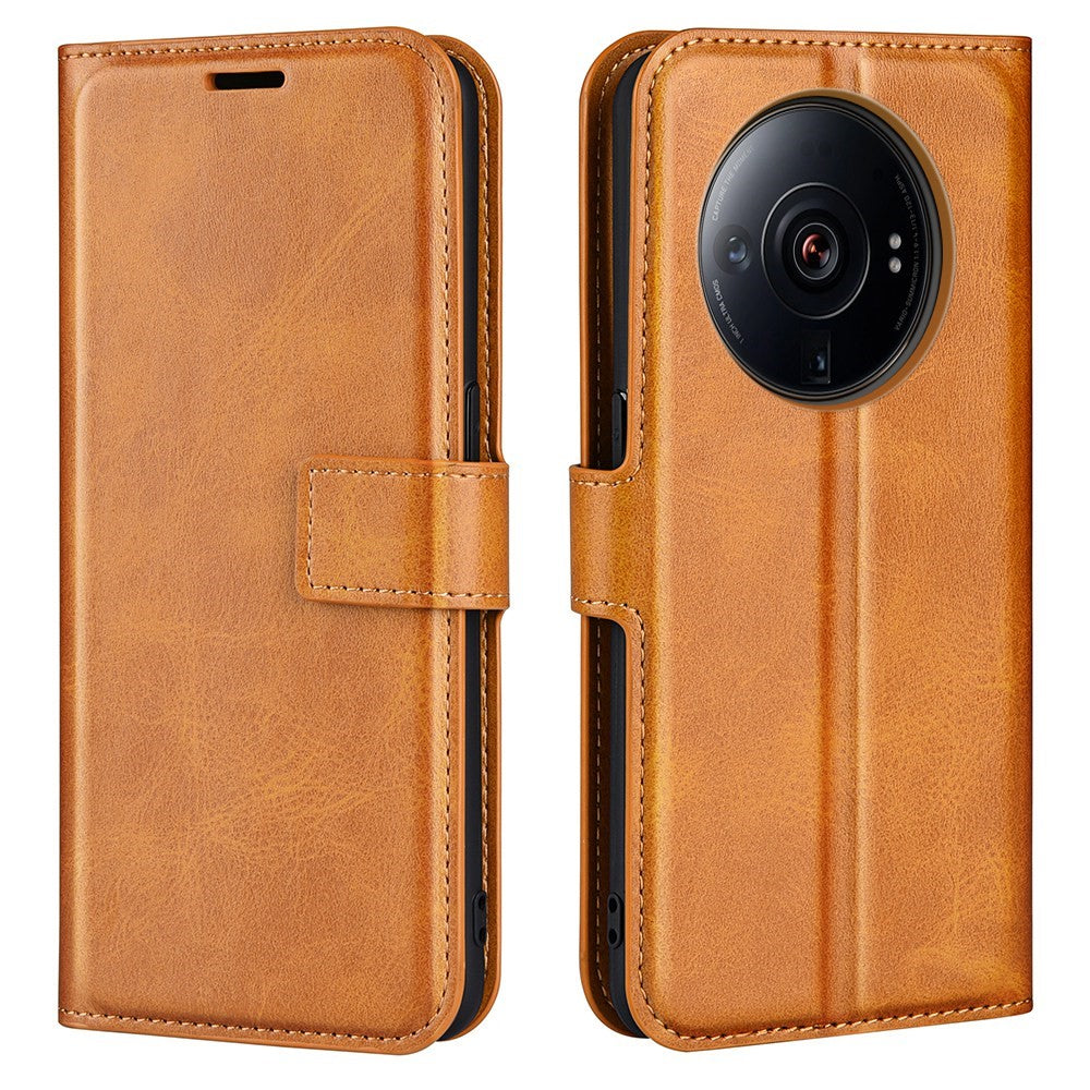 Textured PU Leather Case for Xiaomi 12S Ultra 5G, Square Magnetic Clasp Full Protection Wallet Stand Phone Cover