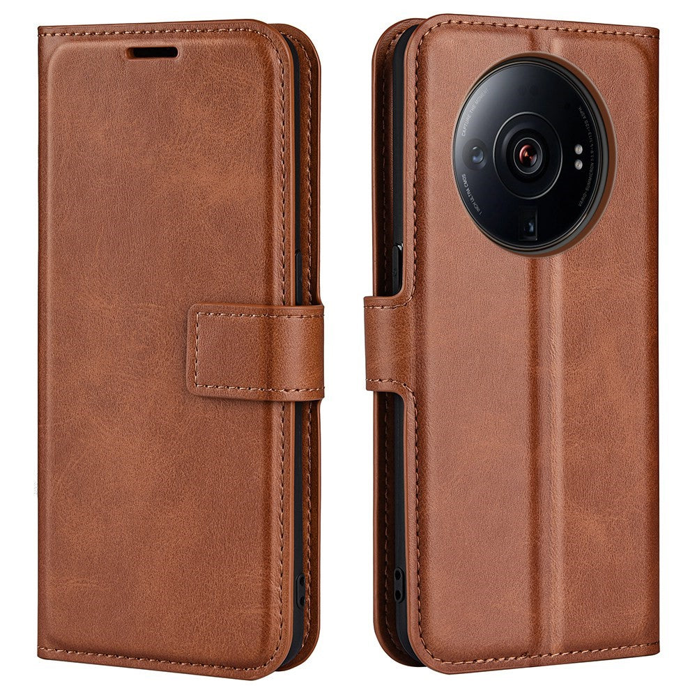 Textured PU Leather Case for Xiaomi 12S Ultra 5G, Square Magnetic Clasp Full Protection Wallet Stand Phone Cover