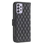 BINFEN COLOR til Samsung Galaxy A52 4G / 5G / A52s 5G PU-læderetui, BF Style-14 Præget Rombe Mønster Pungcover Mat Telefonstandercover