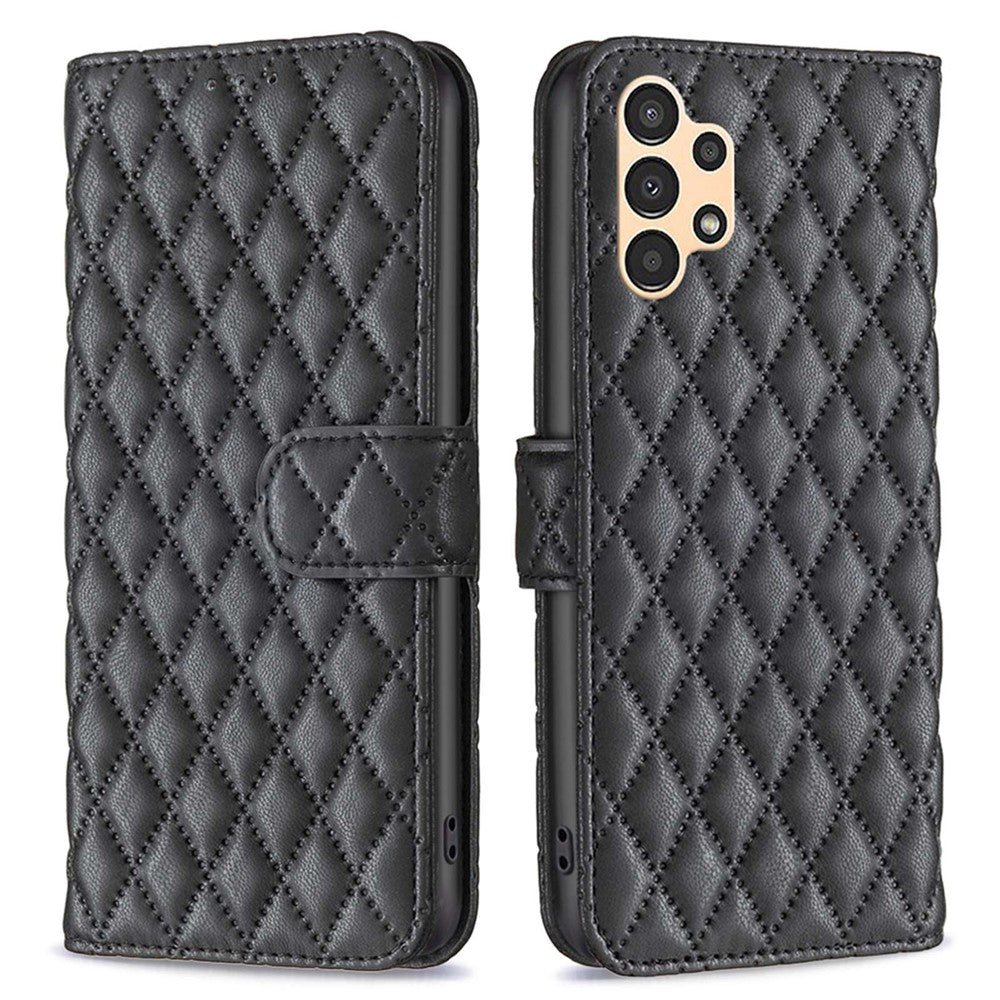 BINFEN COLOR til Samsung Galaxy A13 4G / 5G / A04s 4G (164.7mm), pung-etui med trykt rombemønster, stativ og mat PU-læder
