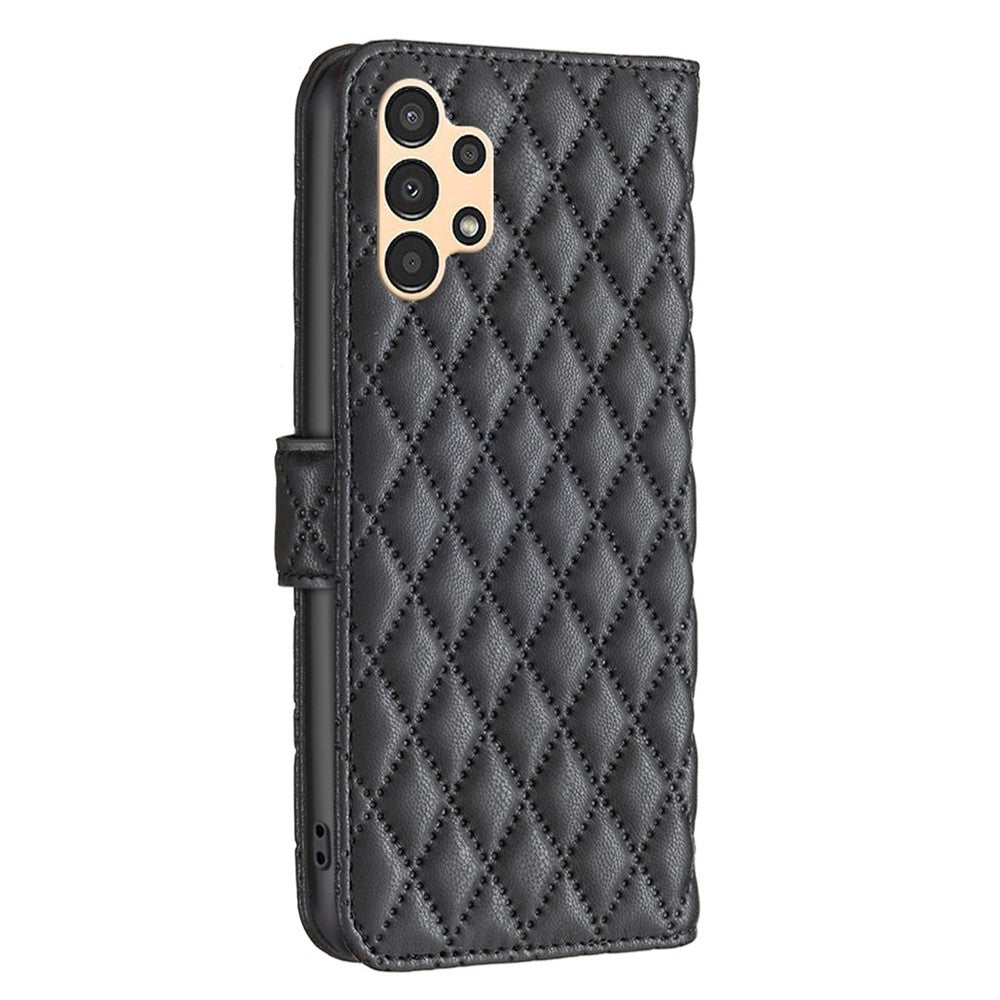 BINFEN COLOR til Samsung Galaxy A13 4G / 5G / A04s 4G (164.7mm), pung-etui med trykt rombemønster, stativ og mat PU-læder