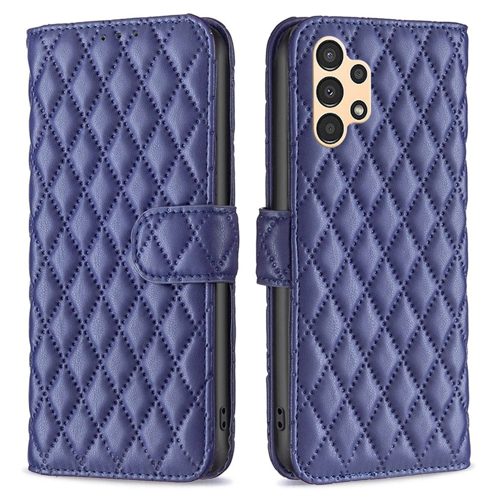 BINFEN COLOR til Samsung Galaxy A13 4G / 5G / A04s 4G (164.7mm), pung-etui med trykt rombemønster, stativ og mat PU-læder