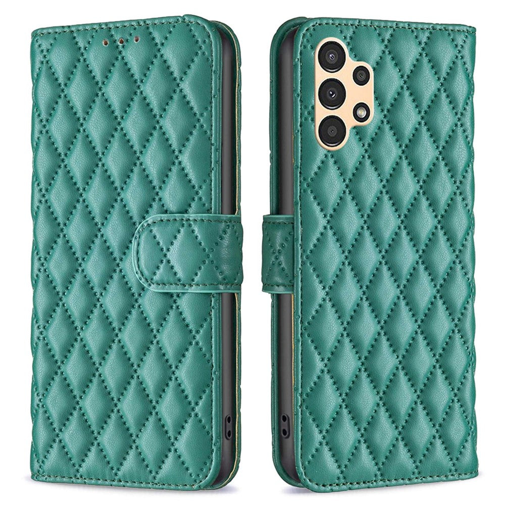 BINFEN COLOR til Samsung Galaxy A13 4G / 5G / A04s 4G (164.7mm), pung-etui med trykt rombemønster, stativ og mat PU-læder