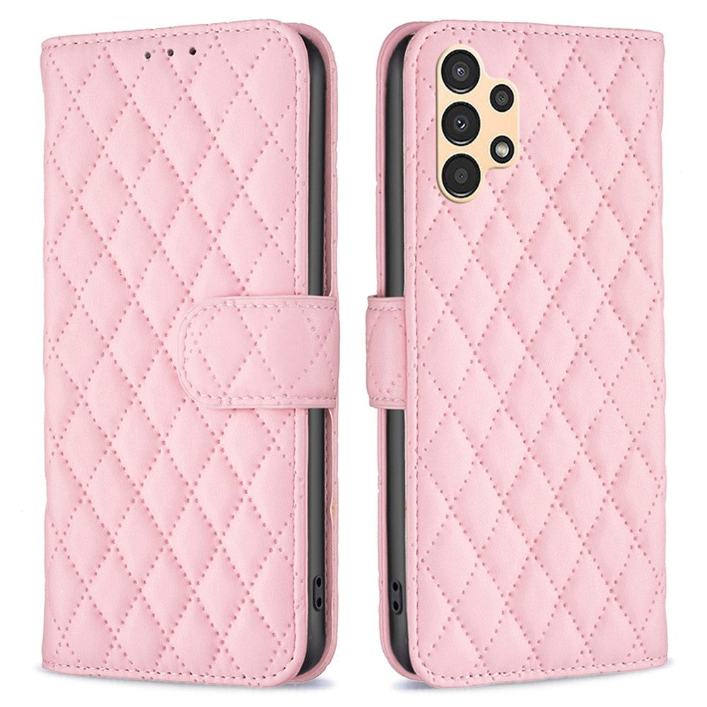 BINFEN COLOR til Samsung Galaxy A13 4G / 5G / A04s 4G (164.7mm), pung-etui med trykt rombemønster, stativ og mat PU-læder