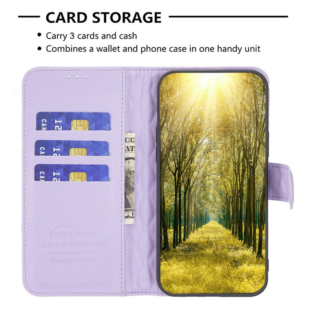 BINFEN COLOR For iPhone XS Max 6.5 inch Wallet Cover, BF Style-14 Imprinted Rhombus Pattern Overall Coverage Stand Matte PU Leather Case