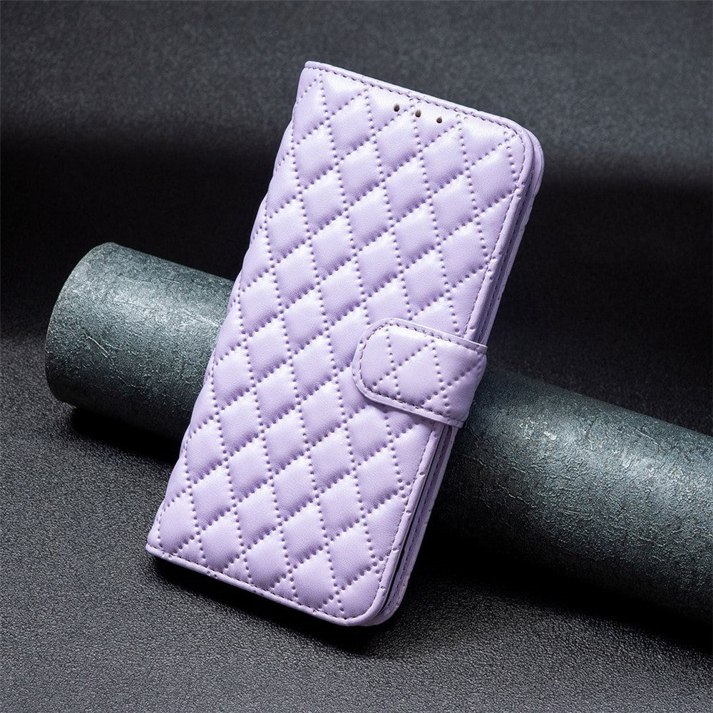 BINFEN COLOR For iPhone XS Max 6.5 inch Wallet Cover, BF Style-14 Imprinted Rhombus Pattern Overall Coverage Stand Matte PU Leather Case