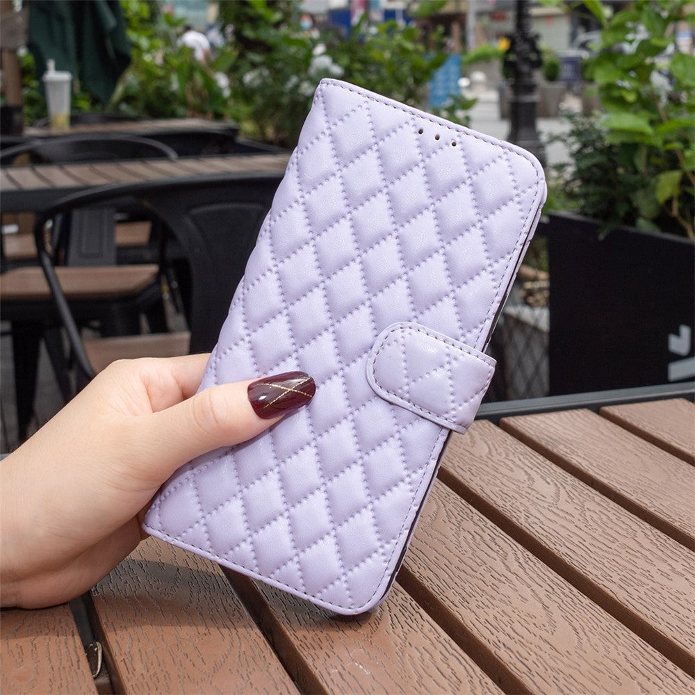 BINFEN COLOR For iPhone XS Max 6.5 inch Wallet Cover, BF Style-14 Imprinted Rhombus Pattern Overall Coverage Stand Matte PU Leather Case