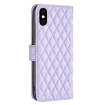 BINFEN COLOR For iPhone XS Max 6.5 inch Wallet Cover, BF Style-14 Imprinted Rhombus Pattern Overall Coverage Stand Matte PU Leather Case