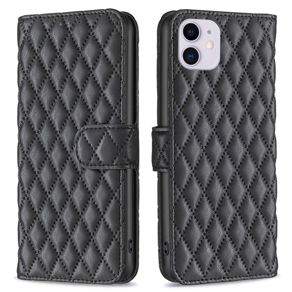 BINFEN COLOR BF Style-14 til iPhone 11 6,1 tommer Anti-fald Telefoncover Justerbar Stand Mat Læderpung Etui med Magnetisk Lås