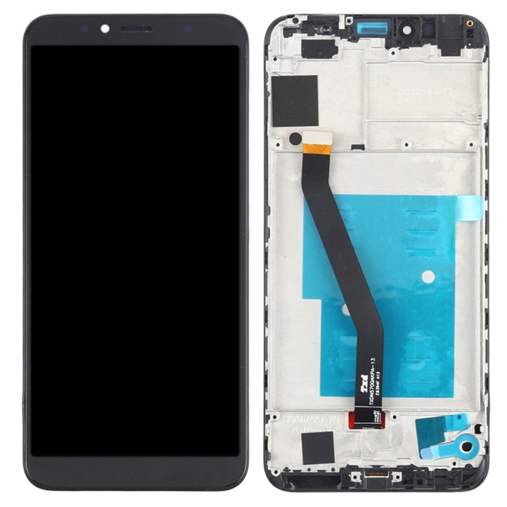 Til Huawei Y6 (2018) / Enjoy 8e / Honor 7A (med fingeraftrykssensor) Grade C LCD-skærm og digitizer-enhed + ramme (uden logo)