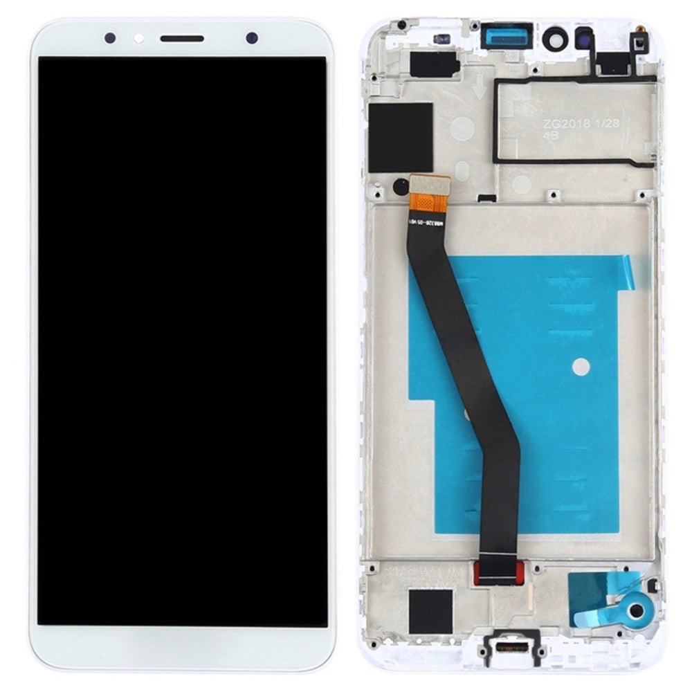 Til Huawei Y6 (2018) / Enjoy 8e / Honor 7A (med fingeraftrykssensor) Grade C LCD-skærm og digitizer-enhed + ramme (uden logo)