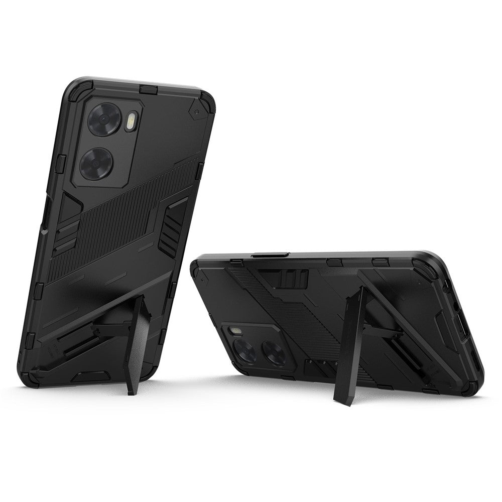 For Oppo A57 4G / A57s 4G Combo PC+TPU Back Case Hands-Free Kickstand Shock-Absorption Cover