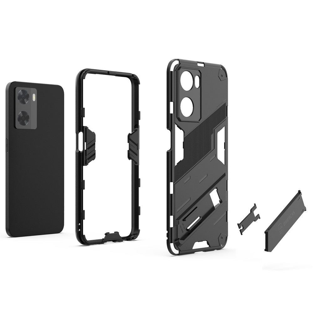 For Oppo A57 4G / A57s 4G Combo PC+TPU Back Case Hands-Free Kickstand Shock-Absorption Cover
