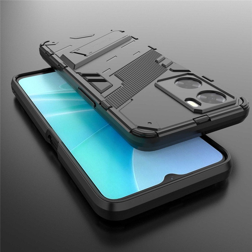 For Oppo A57 4G / A57s 4G Combo PC+TPU Back Case Hands-Free Kickstand Shock-Absorption Cover