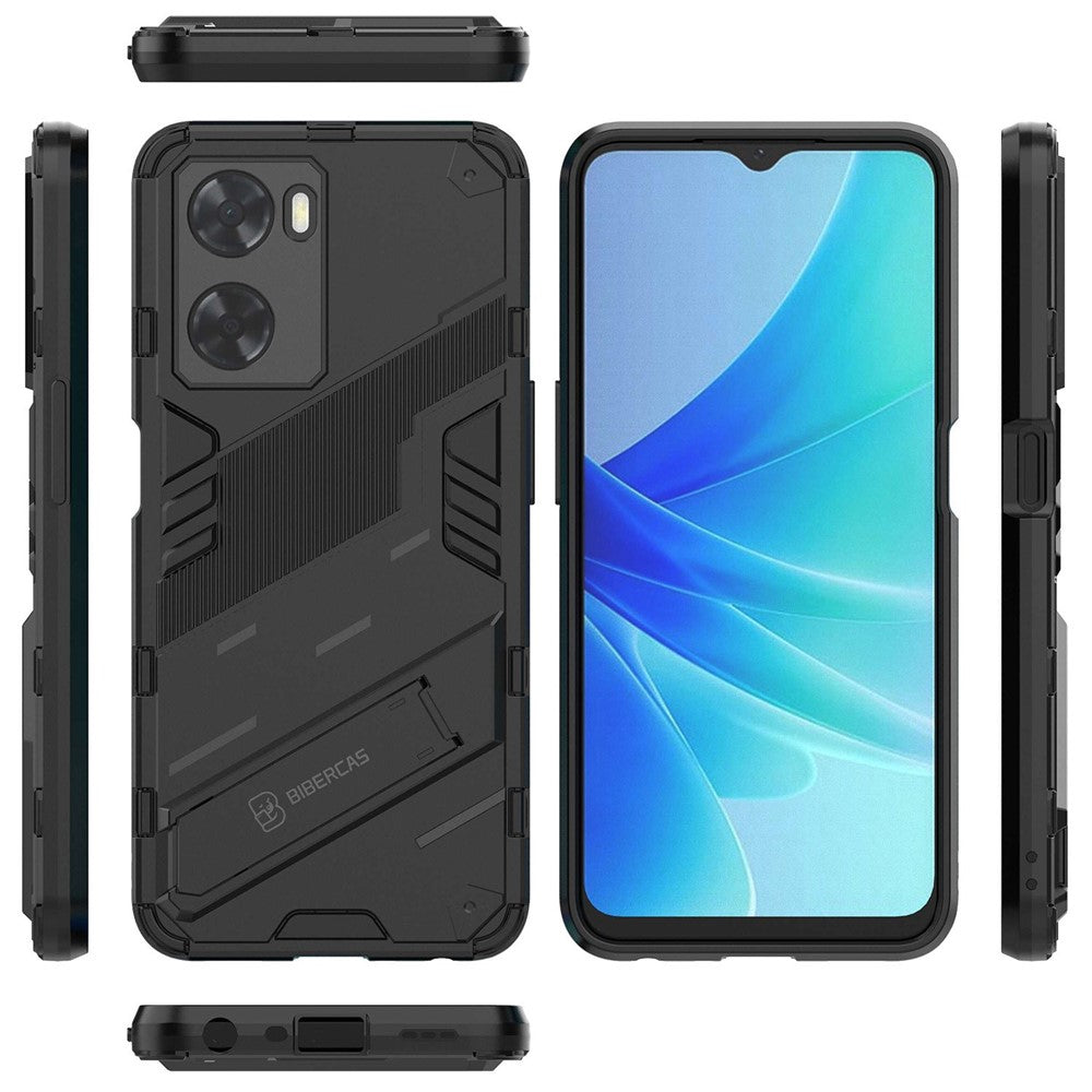 For Oppo A57 4G / A57s 4G Combo PC+TPU Back Case Hands-Free Kickstand Shock-Absorption Cover