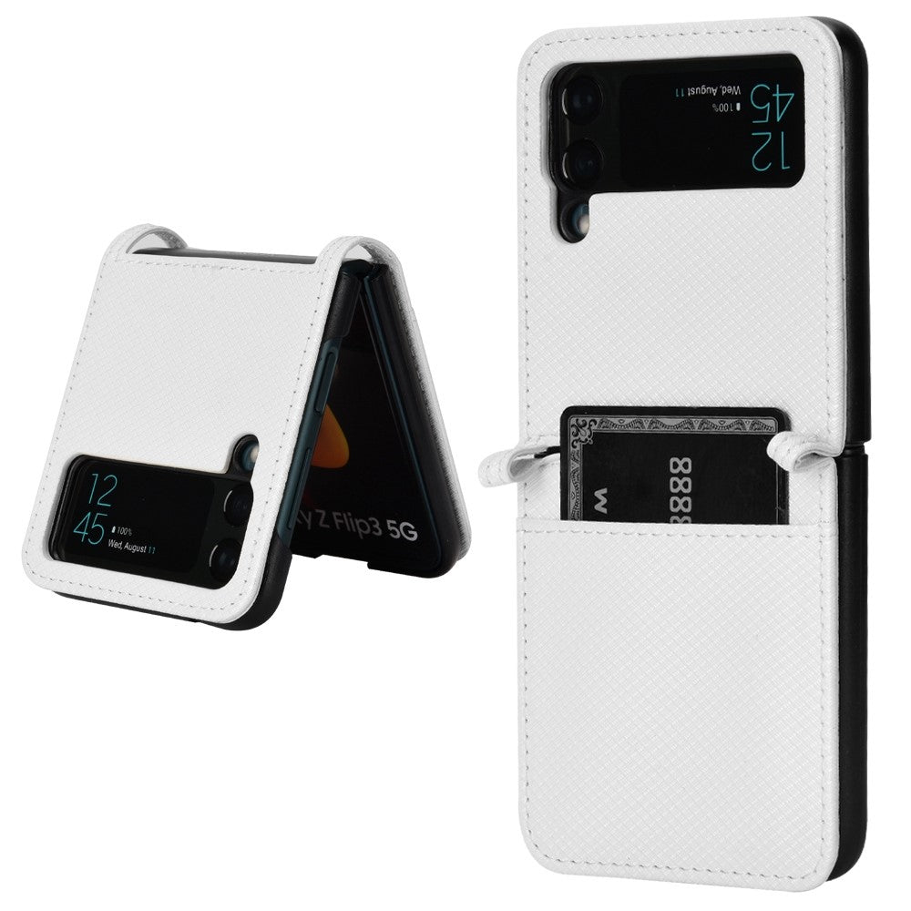 For Samsung Galaxy Z Flip4 5G Shockproof Phone Case Diamond Texture PU Leather + TPU Cover with Stand
