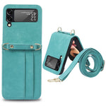 For Samsung Galaxy Z Flip4 5G Phone Cover with One-piece Design Anti-scratch PU Leather + PC Mobile Phone Case with Long Lanyard Card Holder