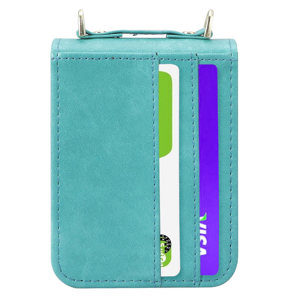 For Samsung Galaxy Z Flip4 5G Phone Cover with One-piece Design Anti-scratch PU Leather + PC Mobile Phone Case with Long Lanyard Card Holder