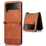 Samsung Galaxy Z Flip4 5G, faldsikkert mobilcover med vintagetekstur, design i ét stykke, PC-mobilcover belagt med PU-læder og kortlomme