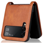 Samsung Galaxy Z Flip4 5G, faldsikkert mobilcover med vintagetekstur, design i ét stykke, PC-mobilcover belagt med PU-læder og kortlomme