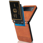 Samsung Galaxy Z Flip4 5G, faldsikkert mobilcover med vintagetekstur, design i ét stykke, PC-mobilcover belagt med PU-læder og kortlomme