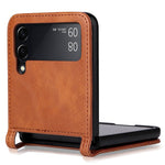 Samsung Galaxy Z Flip4 5G, faldsikkert mobilcover med vintagetekstur, design i ét stykke, PC-mobilcover belagt med PU-læder og kortlomme