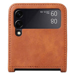 Samsung Galaxy Z Flip4 5G, faldsikkert mobilcover med vintagetekstur, design i ét stykke, PC-mobilcover belagt med PU-læder og kortlomme