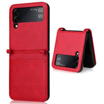 Samsung Galaxy Z Flip4 5G, faldsikkert mobilcover med vintagetekstur, design i ét stykke, PC-mobilcover belagt med PU-læder og kortlomme
