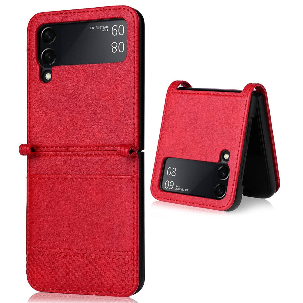 Samsung Galaxy Z Flip4 5G, faldsikkert mobilcover med vintagetekstur, design i ét stykke, PC-mobilcover belagt med PU-læder og kortlomme