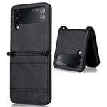 Samsung Galaxy Z Flip4 5G, faldsikkert mobilcover med vintagetekstur, design i ét stykke, PC-mobilcover belagt med PU-læder og kortlomme