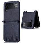 Samsung Galaxy Z Flip4 5G, faldsikkert mobilcover med vintagetekstur, design i ét stykke, PC-mobilcover belagt med PU-læder og kortlomme