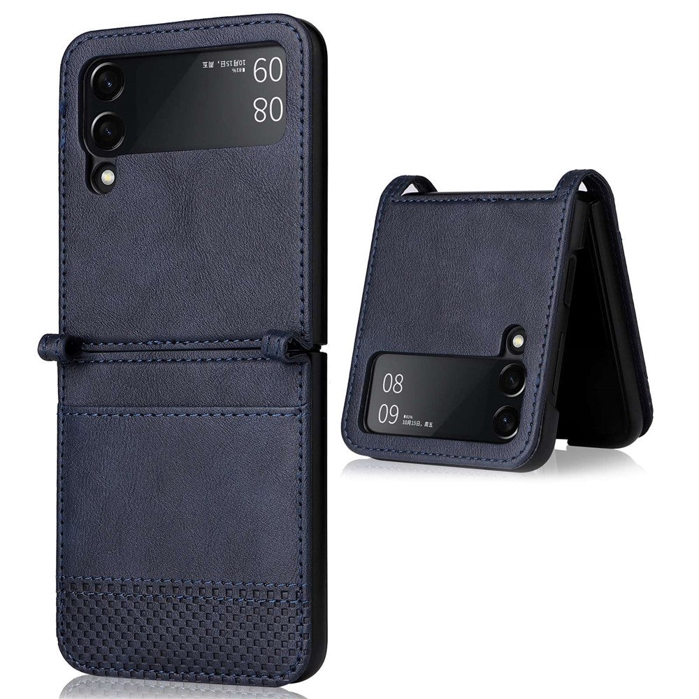 Samsung Galaxy Z Flip4 5G, faldsikkert mobilcover med vintagetekstur, design i ét stykke, PC-mobilcover belagt med PU-læder og kortlomme
