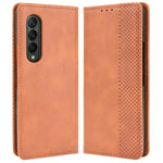 For Samsung Galaxy Z Fold4 5G Shockproof Retro Texture Phone Flip Leather Case Wallet Stand Magnetic Auto Closure Wear-resistant Phone Cover