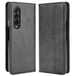 For Samsung Galaxy Z Fold4 5G Shockproof Retro Texture Phone Flip Leather Case Wallet Stand Magnetic Auto Closure Wear-resistant Phone Cover