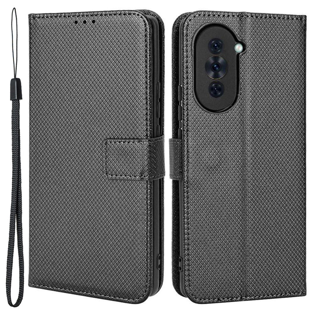 For Huawei nova 10 4G Shockproof Diamond Texture Stand Wallet Phone Case PU Leather + TPU Full Protection Cover